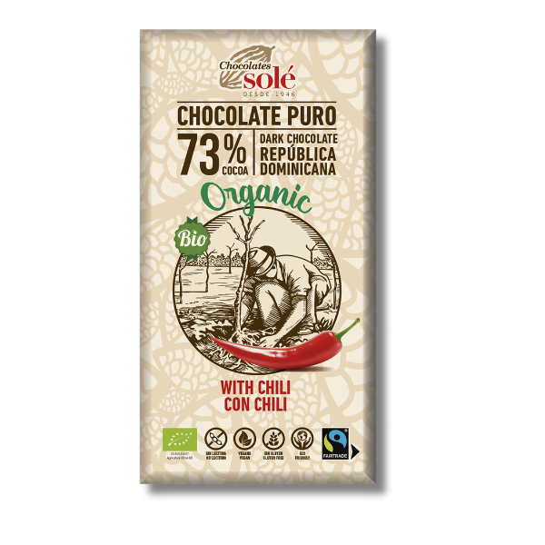 Chocolate Negro Puro al 73% con Chili Bio Solé 100g