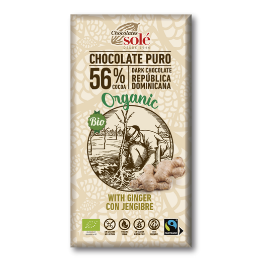 Solé 56% Dark Chocolate with Organic Ginger 100g