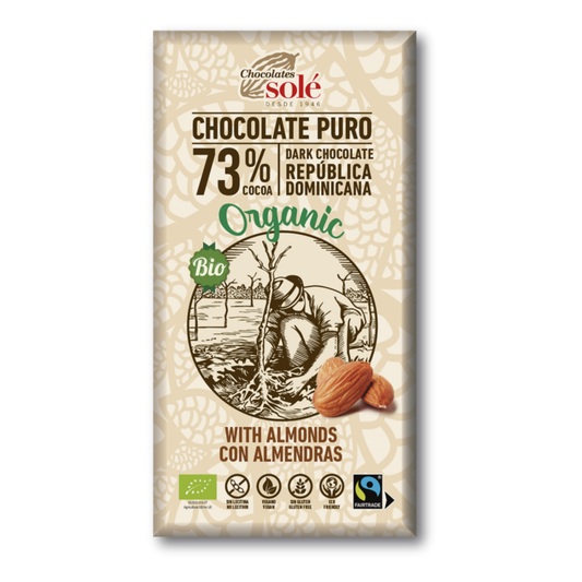 Sole 73% Dark Chocolate with Organic Almonds 150g