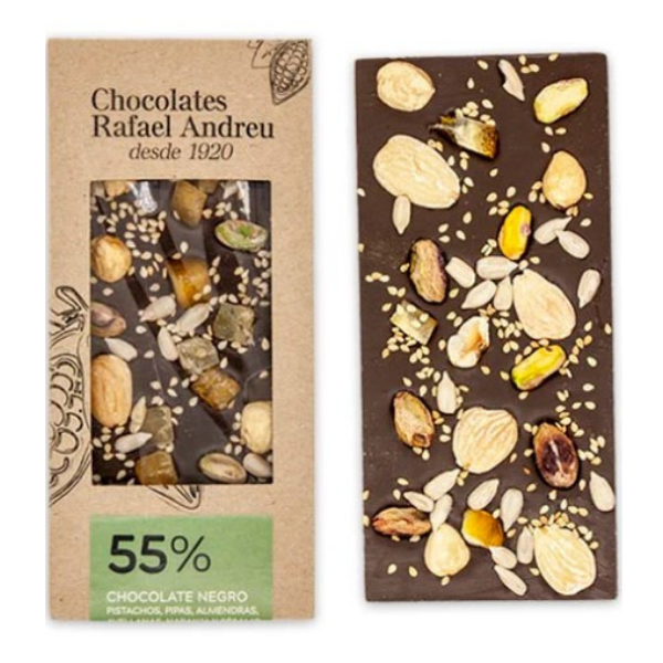 Chocolate negro 55% con frutos secos, Rafael Andreu 80 g