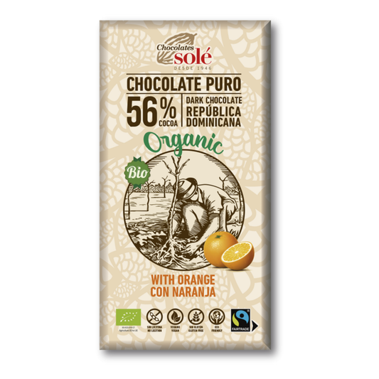 Solé 56% Dark Chocolate with Organic Orange 100g