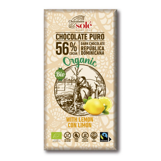 Solé 56% Dark Chocolate with Organic Lemon 100g