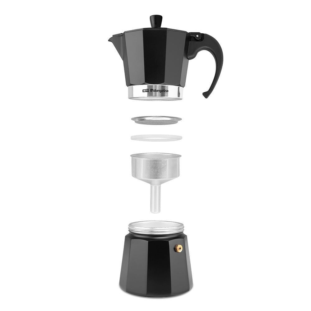 Orbegozo KFN 610 - Cafetera Italiana de Aluminio, 6 tazas, Negro